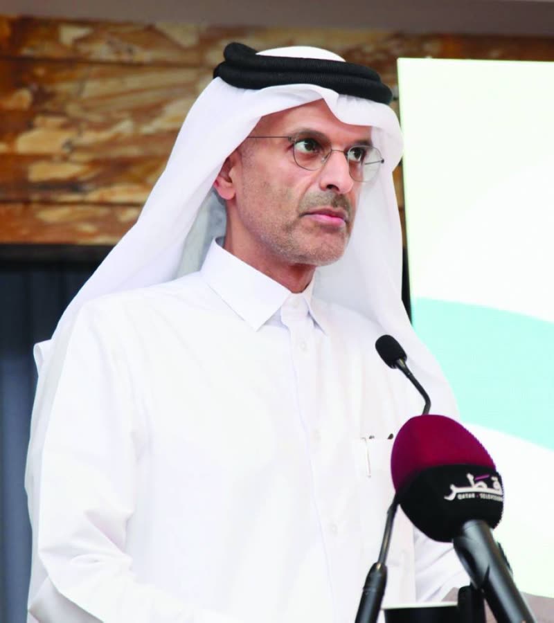 A speaker addresses delegates from the lectern at the 2nd Conference on ESG Qatar 2025.